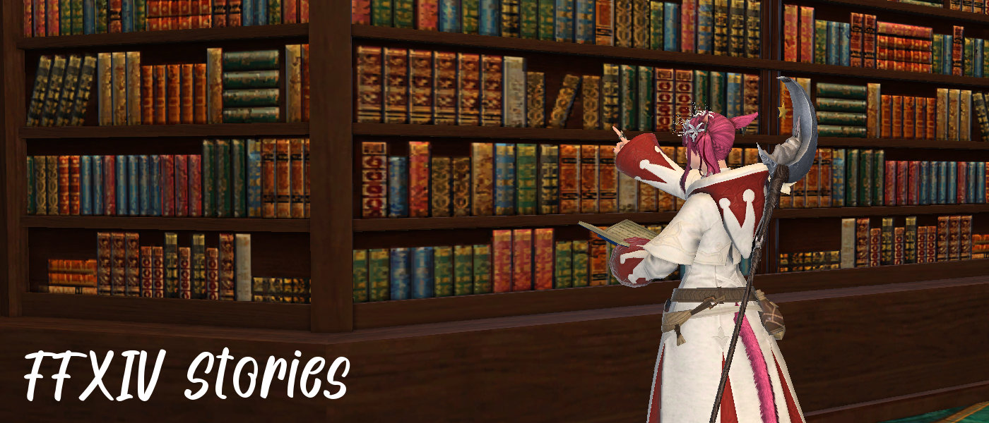 Zel pointing at books in the Sharlayan library
