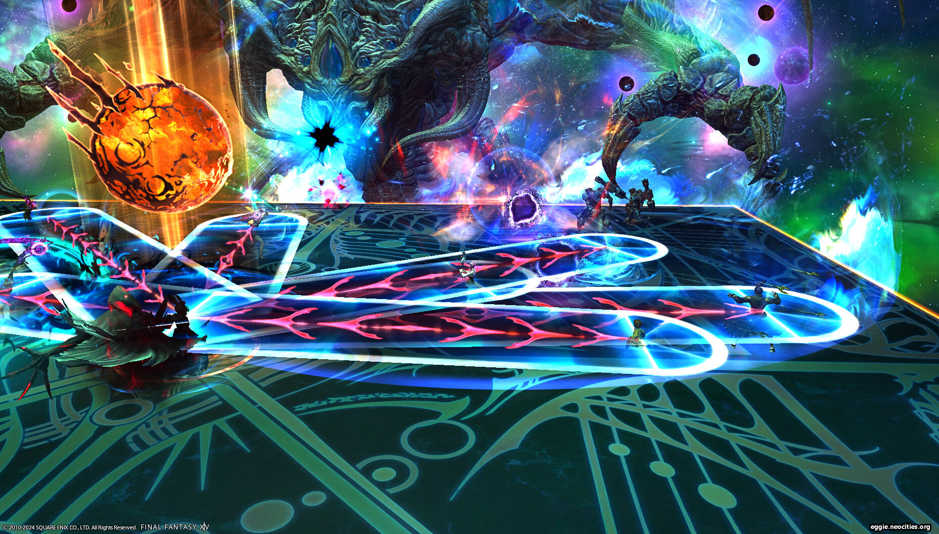 a screenshot of the Zeromus fight during the Void Meteor mechanic