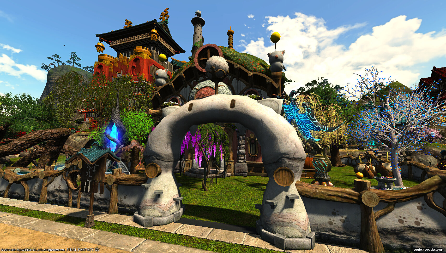 A shot of the moogle gate in front of Zel's house