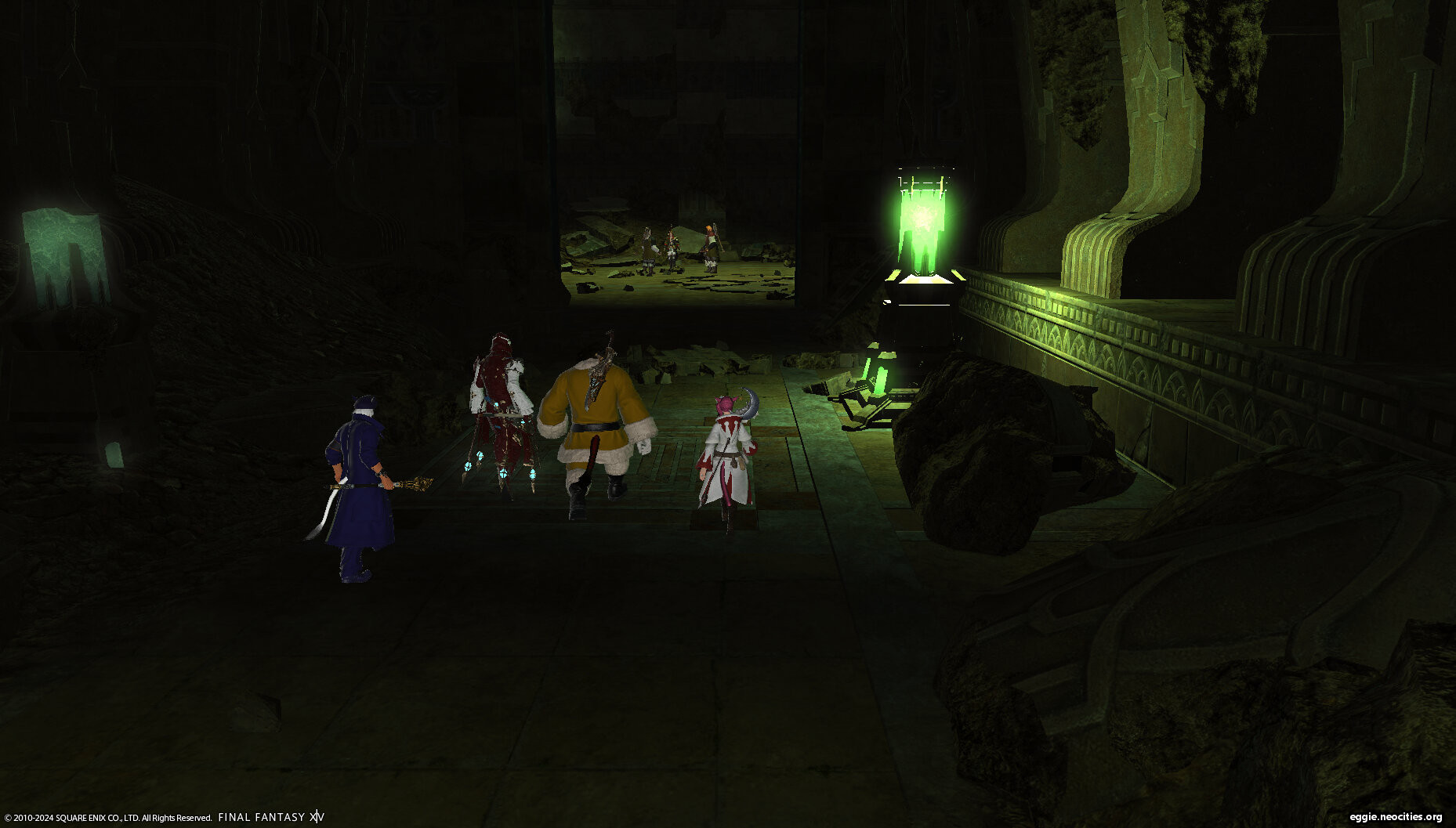 Zel and party walking through Sunken Temple of Qarn Hard Mode