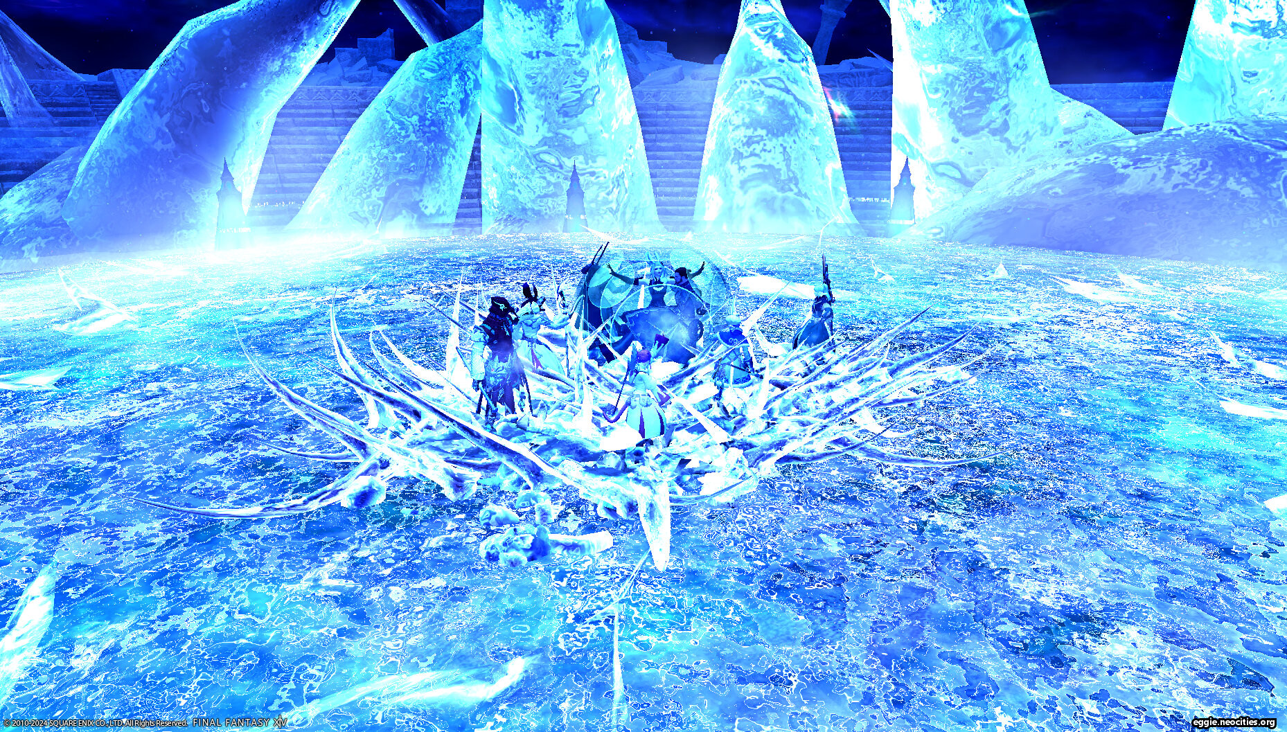 Zel several blue mages frozen by Shiva during the phase change
