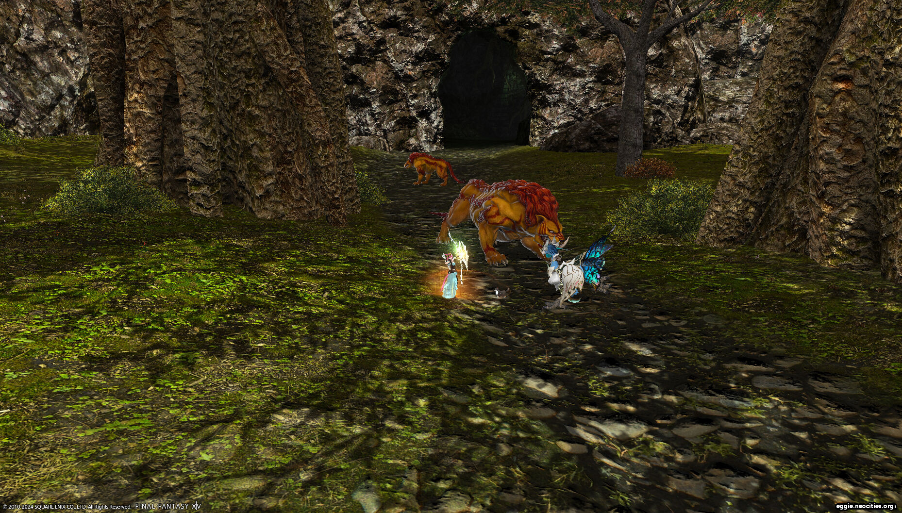 Zel and her Chocobo Cecily fighting a boss fate in the Dravania forelands