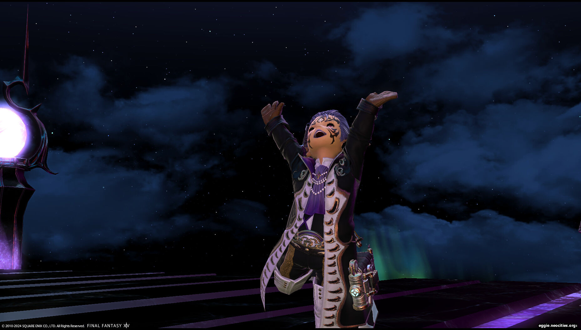Jacks at the end of World of Darkness doing the lalafell victory emote