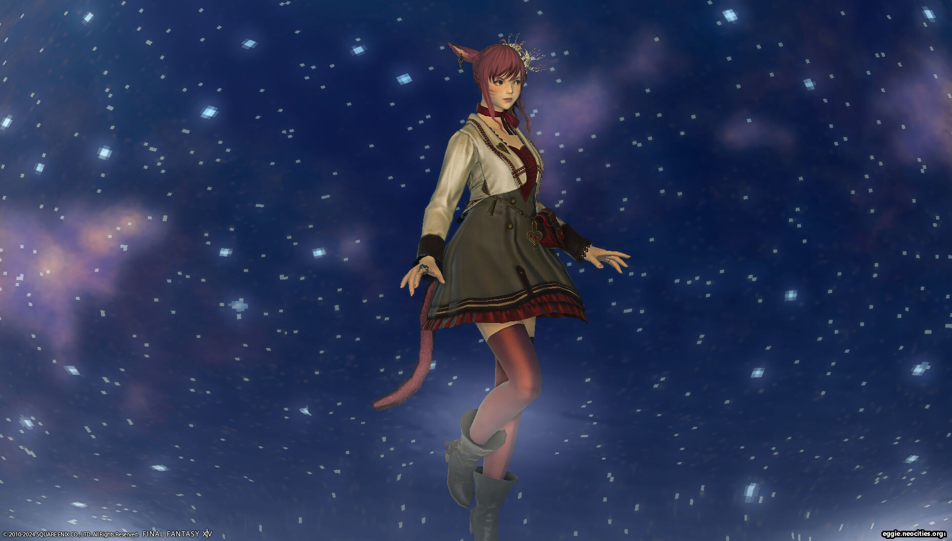 Zel floating in the Mew Misv mount. It is zoomed in close so you can only see the starry background