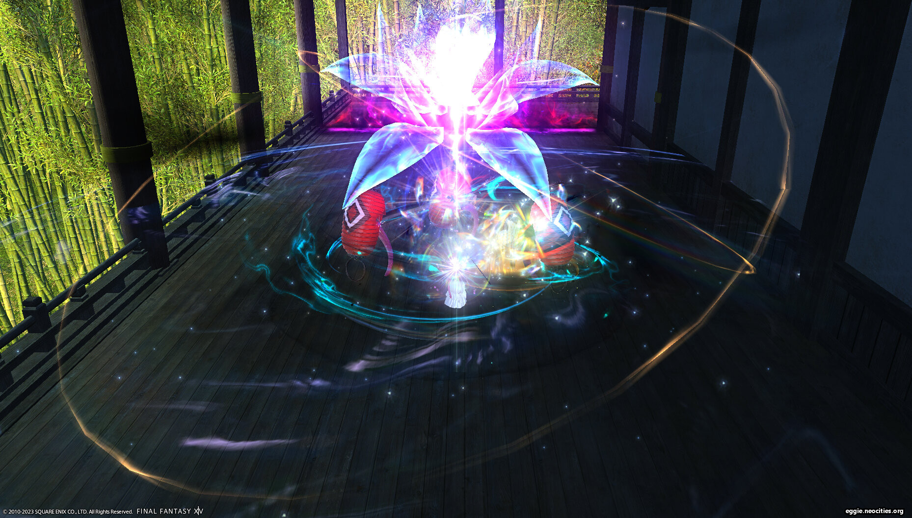 Th party fighting three Shishu Chochin, with a large lily from Holy 3