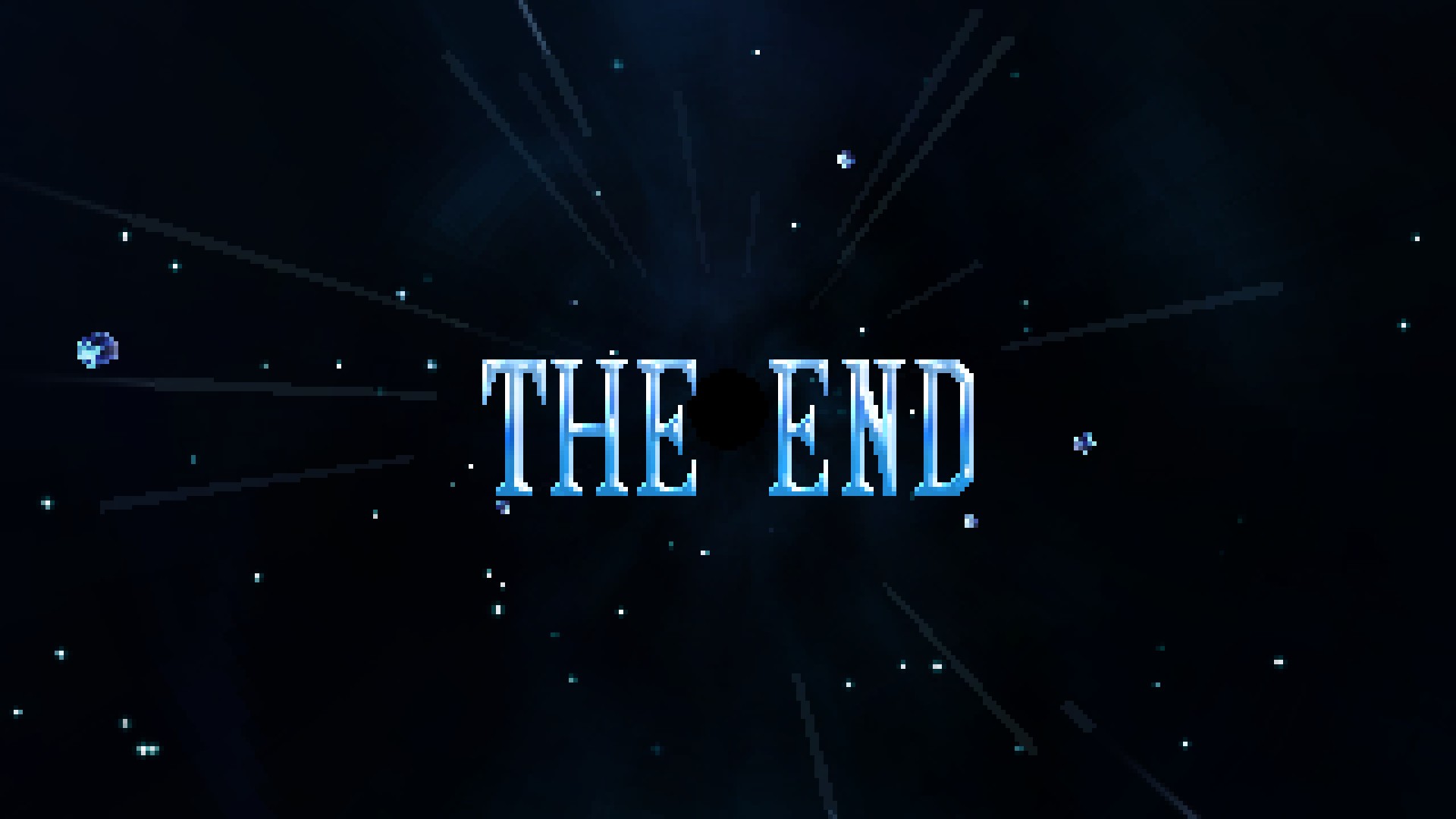 Screenshot from FF3 Pixel Remaster. It says THE END.